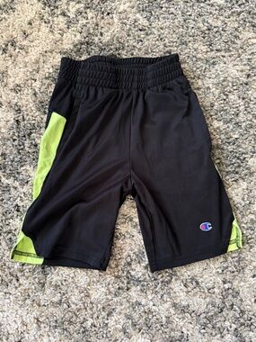 Champion Black and Neon Green Boys' Athletic Shorts